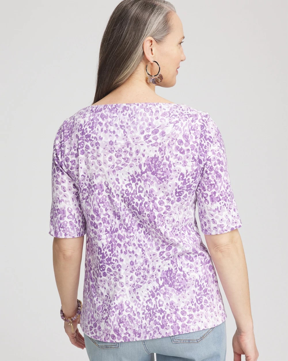 Chico's - Animal Print Bateau-Neck Pima Tee