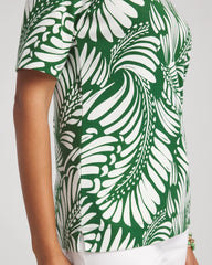 Chico's - Palm-Frond-Motif Classic-Fit Pima Tee