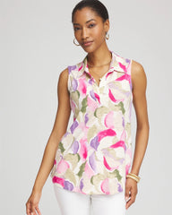 Chico's - Watercolor Slub Sleeveless Collared Tunic