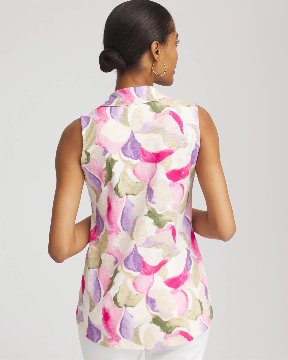 Chico's - Watercolor Slub Sleeveless Collared Tunic