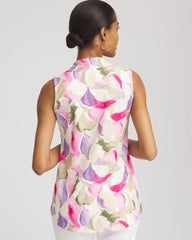 Chico's - Watercolor Slub Sleeveless Collared Tunic
