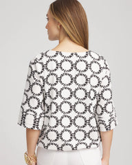 Chico's - Geo Print Boatneck Bubble-Hem Top
