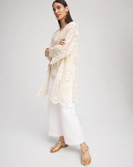 Chico's - Cutwork Crochet-Lace Long Kimono