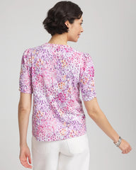 Chico's - Animal Print Slub Henley Tee