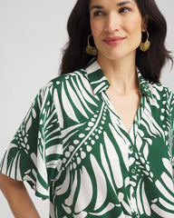 Chico's - Palm Print Tie-Front Silky Top