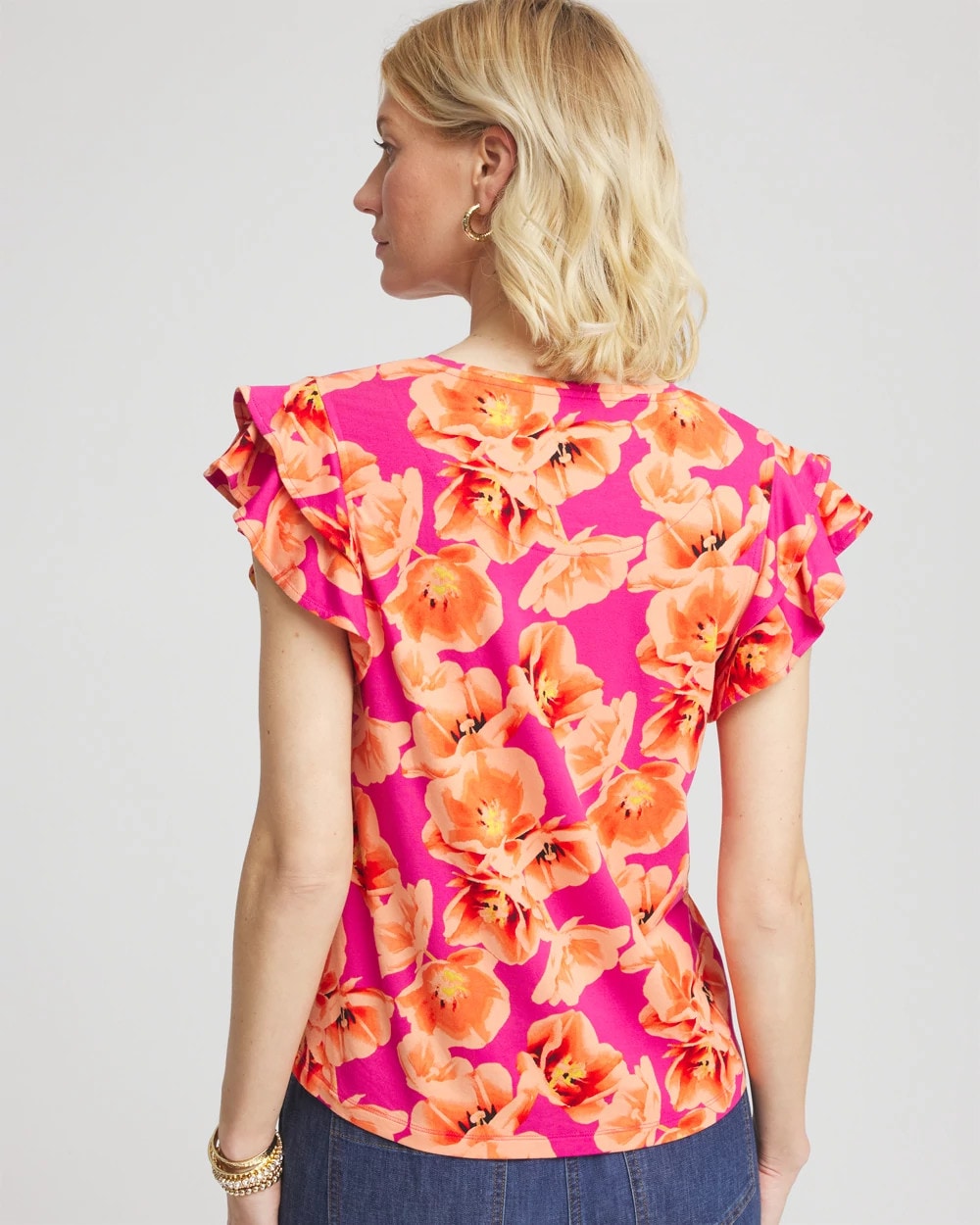 Chico's - Touch of Cool™ Tropical Flutter Sleeve Tee