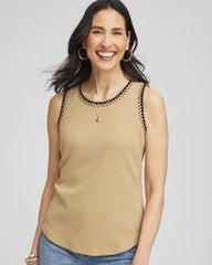 Chico's - Contrast-Trim Ribbed Cotton Tank Top