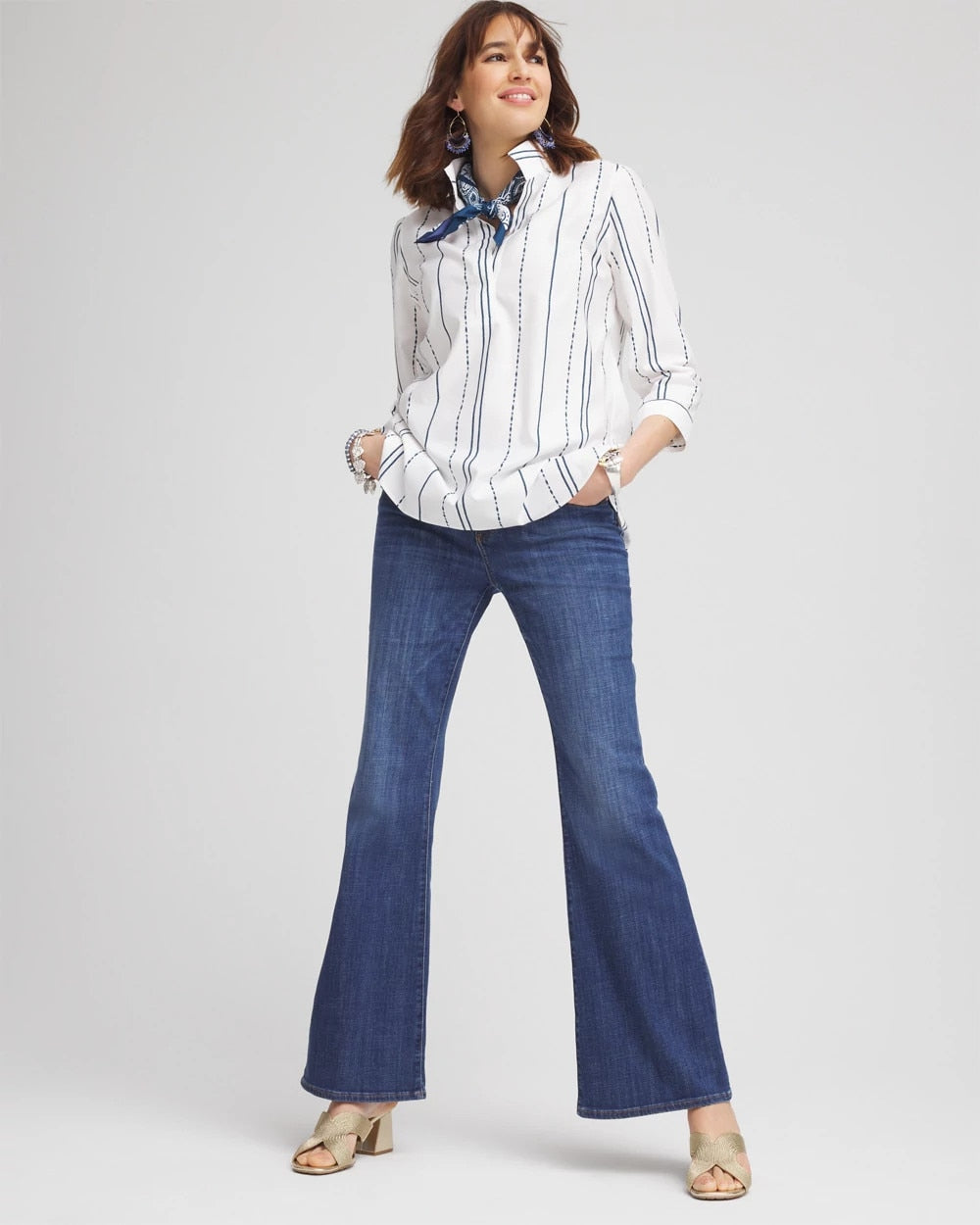 Chico's - No Iron™ Striped Buttonback Stretch Tunic