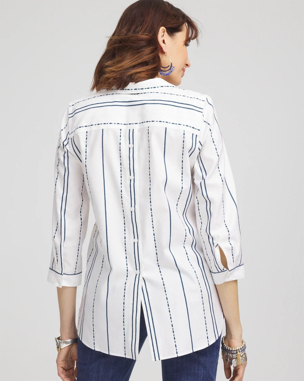 Chico's - No Iron™ Striped Buttonback Stretch Tunic