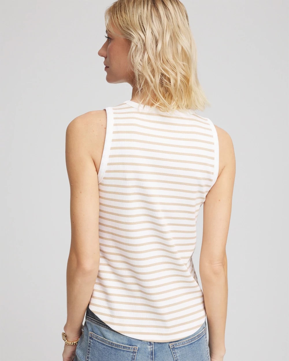 Chico's - Striped Ribbed High-Neck Tank