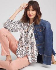Chico's - Faux Silk Floral Collared Shirt