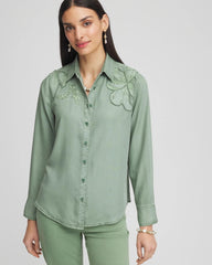 Chico's - Embellished Lyocell Tencel™ Collared Shirt