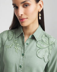 Chico's - Embellished Lyocell Tencel™ Collared Shirt