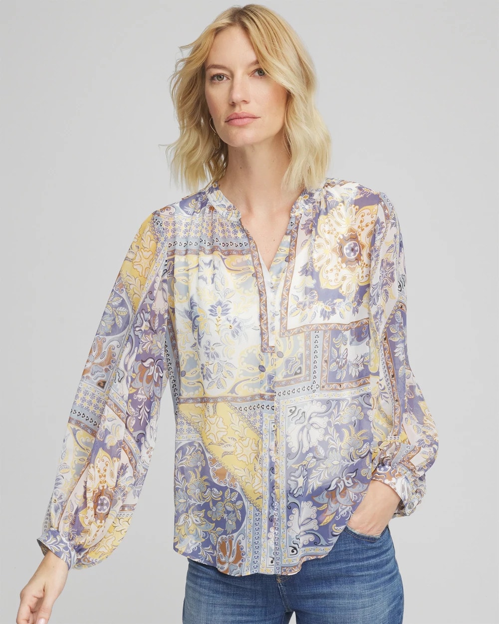 Chico's - Artisanal Georgette Blouson-Sleeve Blouse