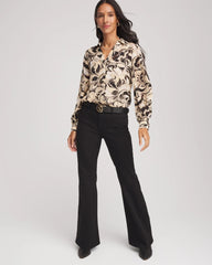 Chico's - Floral Burnout Blouson-Sleeve Blouse