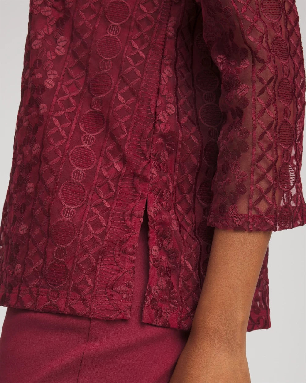 Chico's - Embroidered Mesh Tunic Top