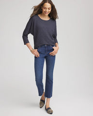 Chico's - Textured Denim-Motif Tapered-Hem Top