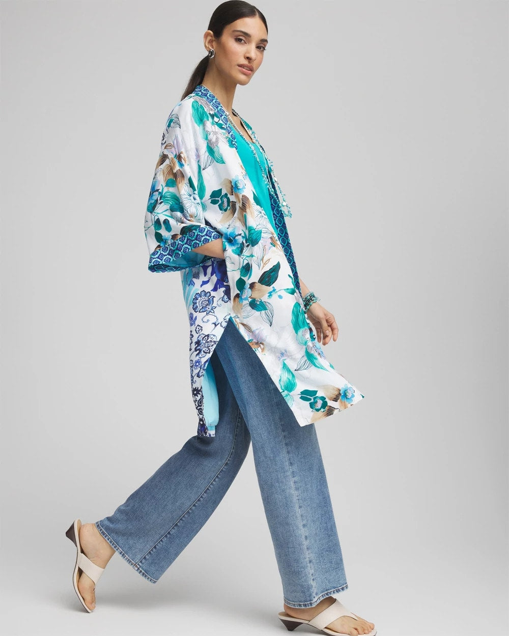 Chico's - Island Motif Long Kimono