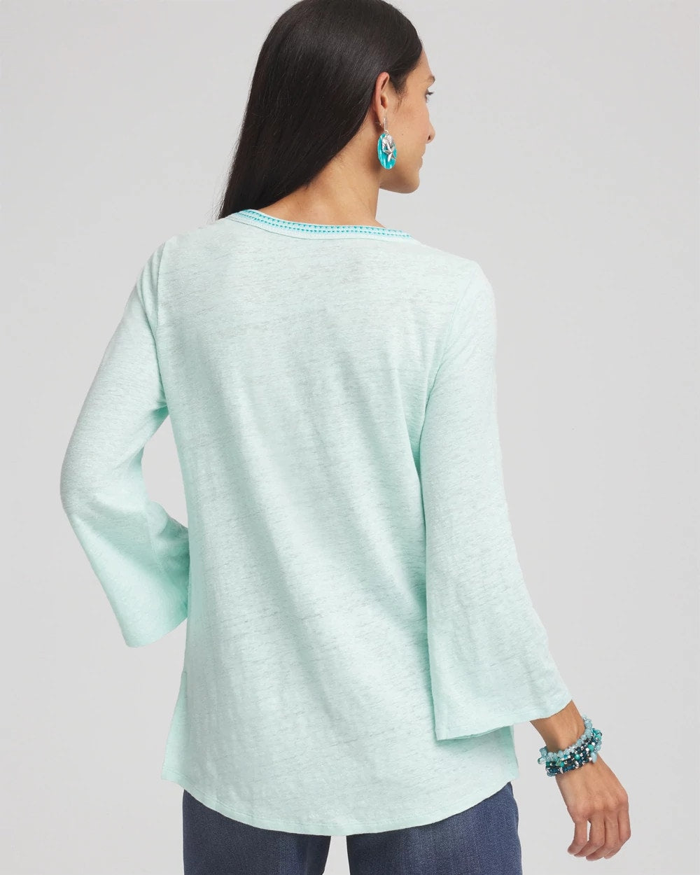 Chico's - Linen Embroidered V-Neck Tunic