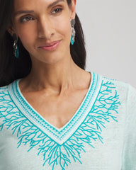 Chico's - Linen Embroidered V-Neck Tunic