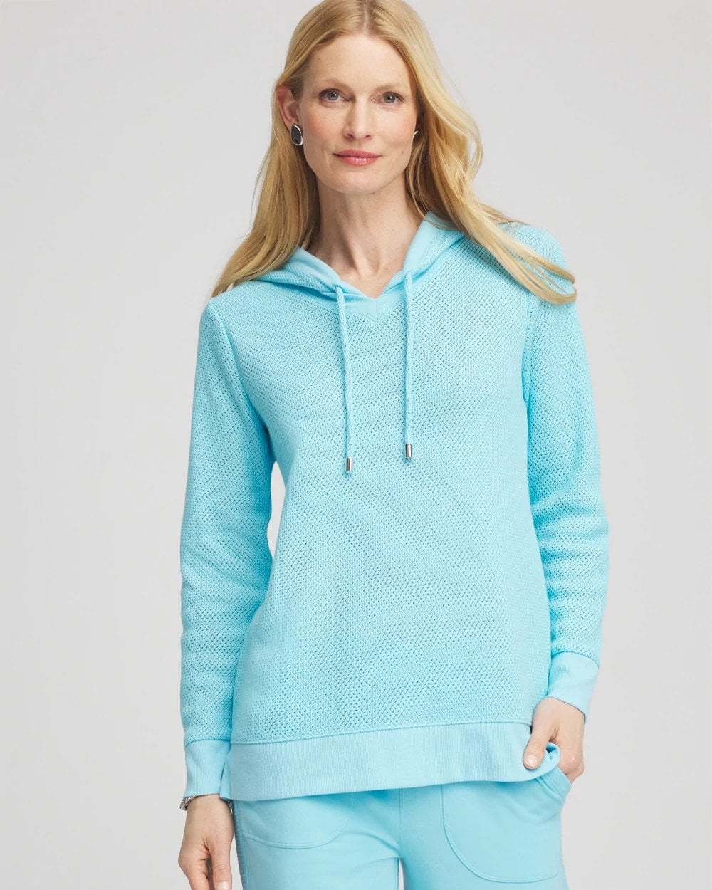 Chico's - Zenergy® Crochet Knit Hooded Pullover Top