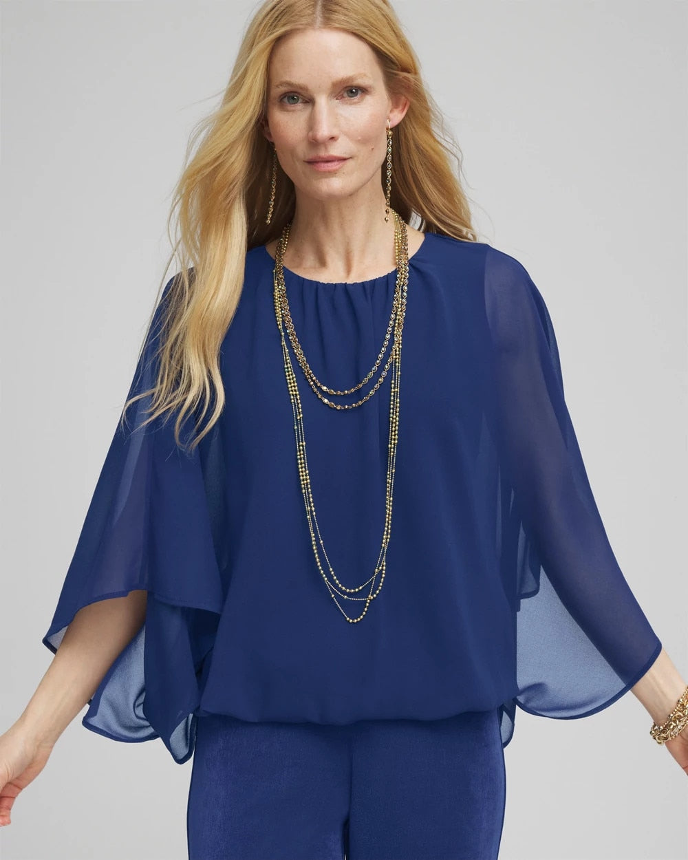 Chico's - Travelers™ Collection Bubble Hem Chiffon Blouse