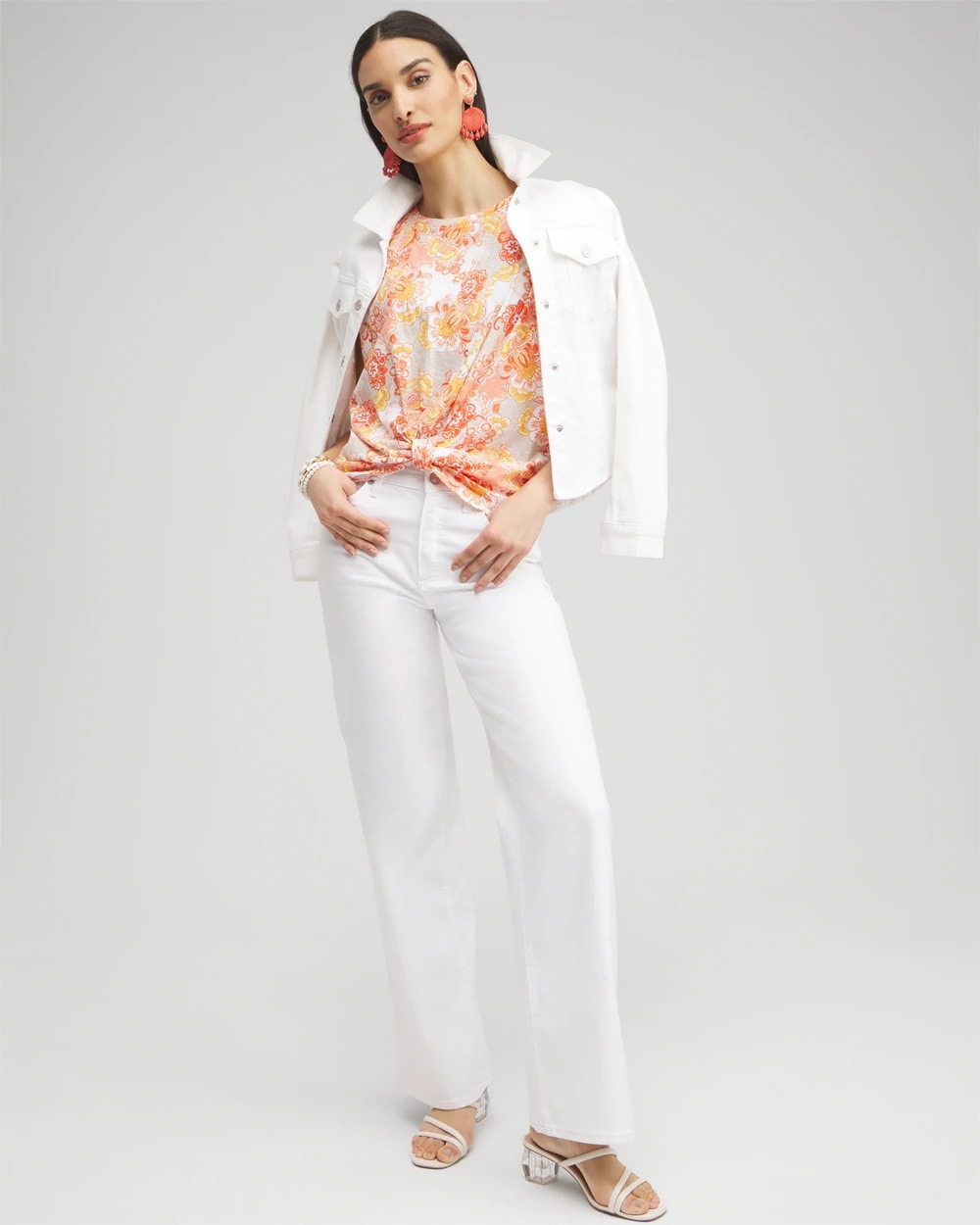 Chico's - Floral Knot Front Tee