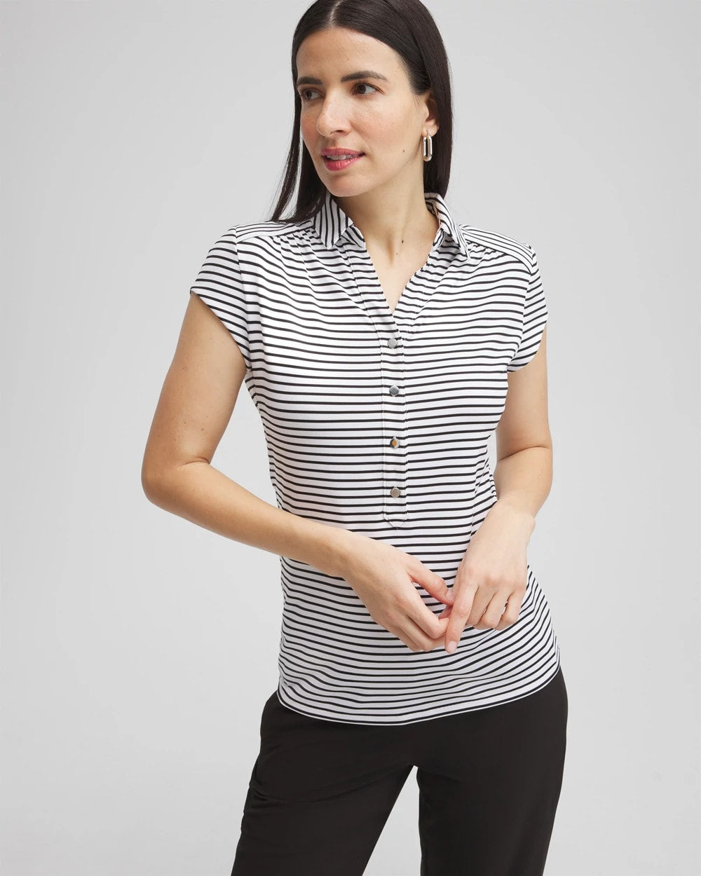 Chico's - Zenergy® UPF Stripe Cap Sleeve Polo