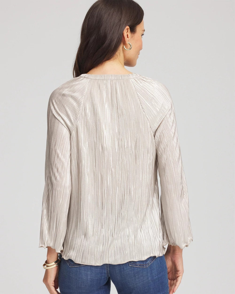 Chico's - Foiled Pleated V-Neck Tee