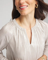 Chico's - Foiled Pleated V-Neck Tee