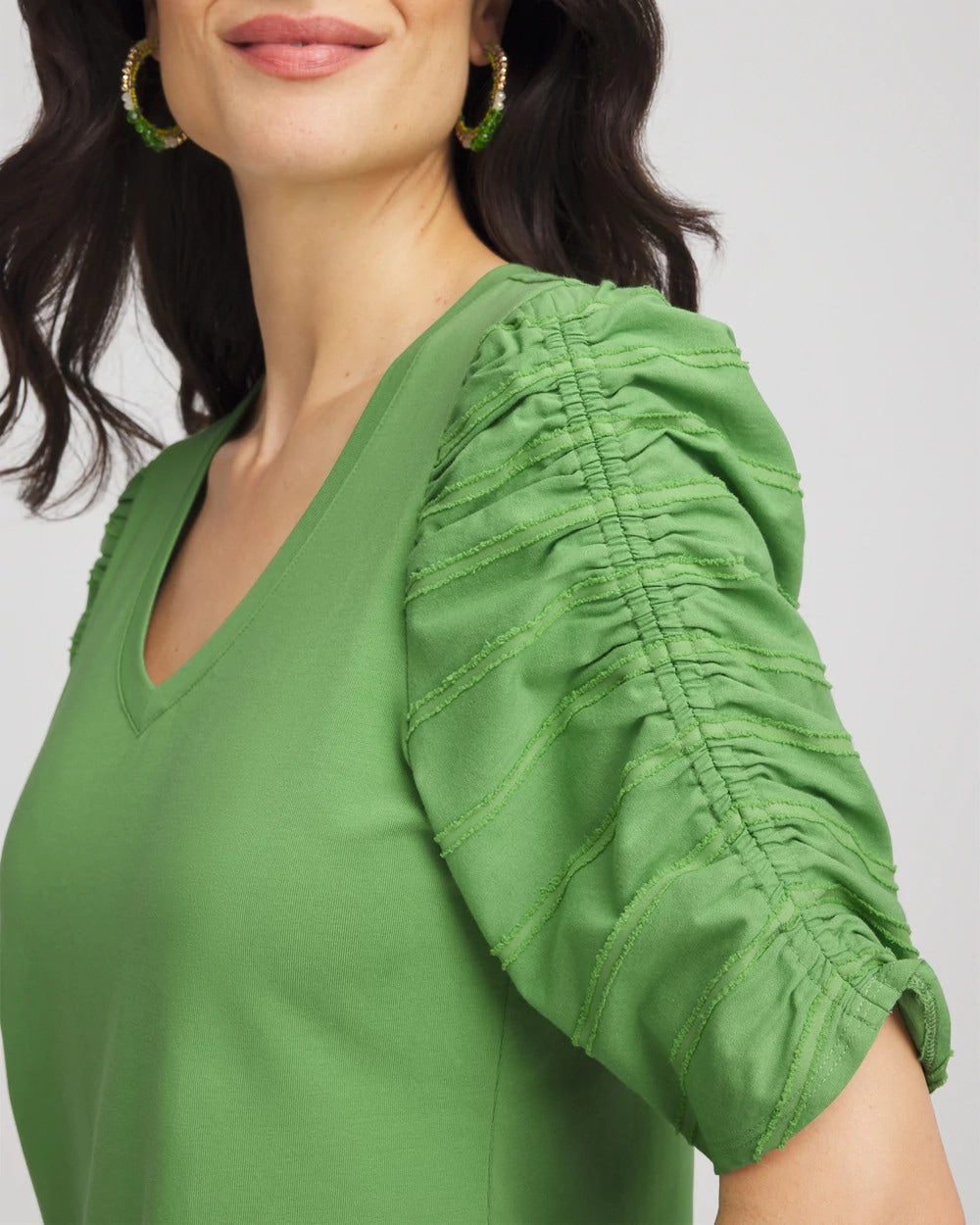 Chico's - Ruched Sleeve V-Neck Tee