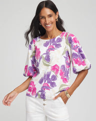 Chico's - Floral Bubble Sleeve Top