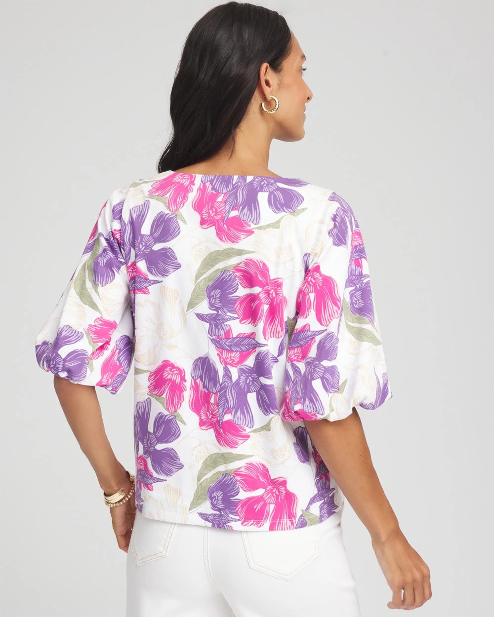 Chico's - Floral Bubble Sleeve Top