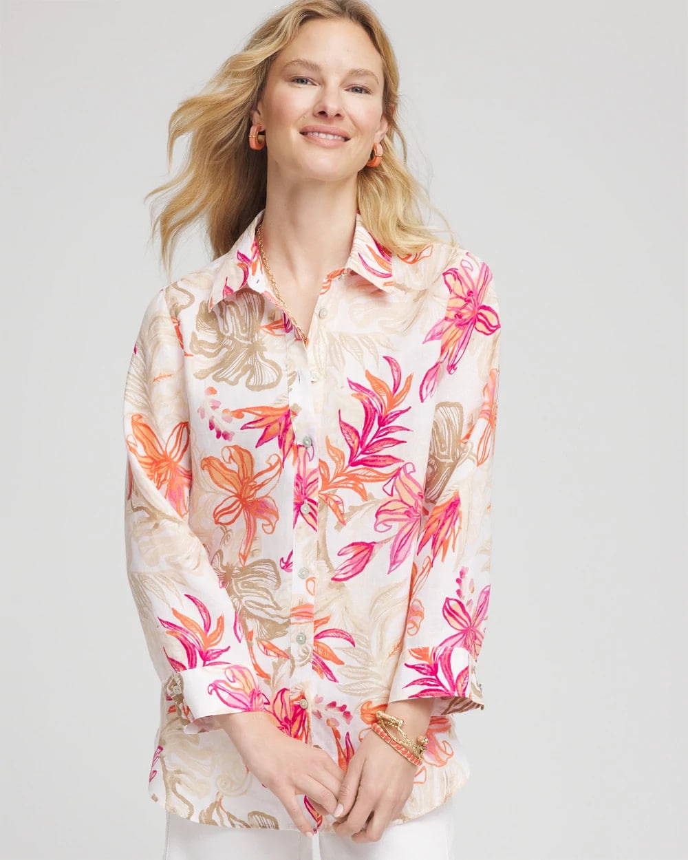 Chico's - No Iron™ Tropical Floral Linen Shirt