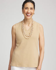 Chico's - Sleeveless V-Neck Button Tank