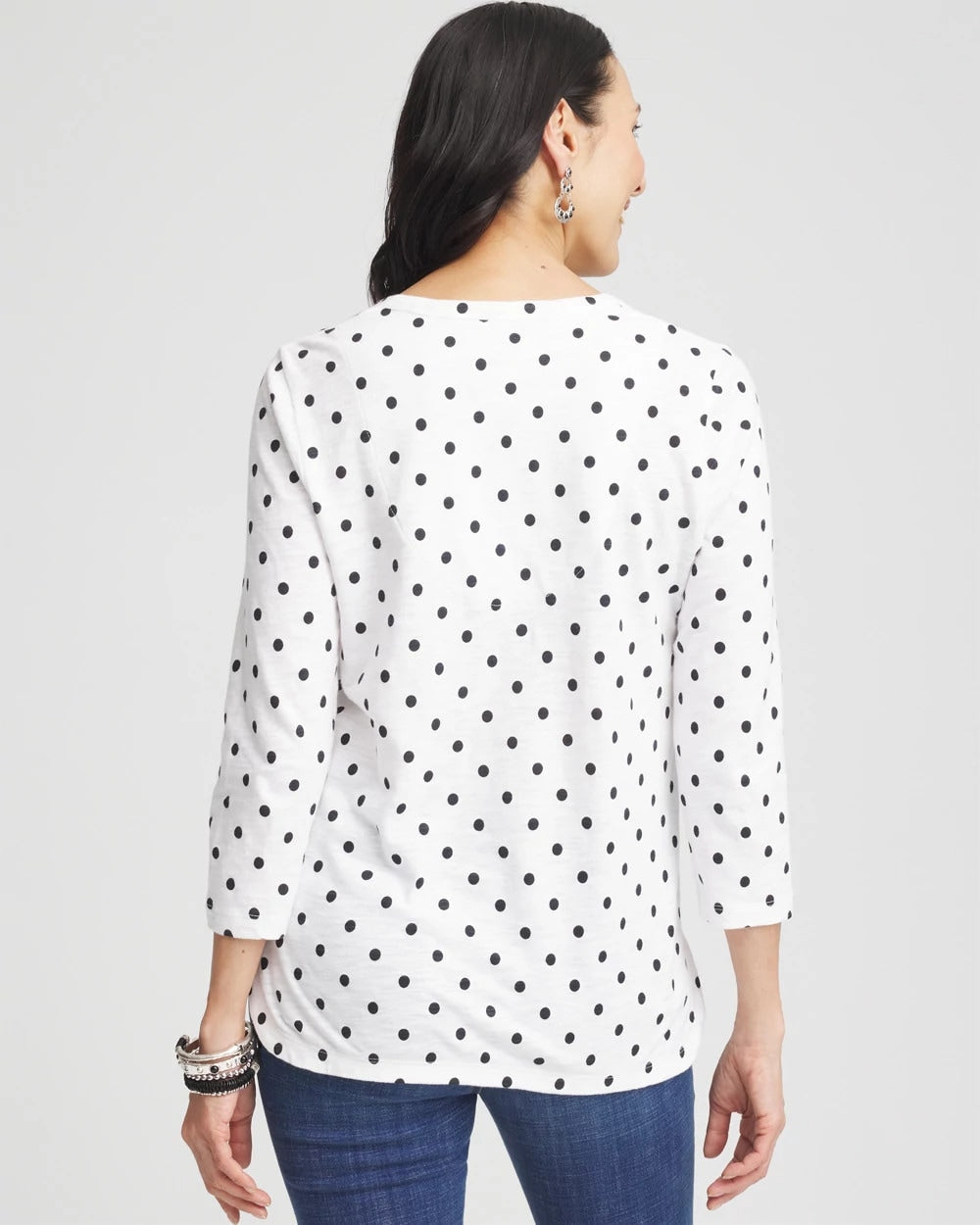Chico's - Polka-Dot Slub Scoop-Neck Tee
