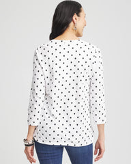 Chico's - Polka-Dot Slub Scoop-Neck Tee