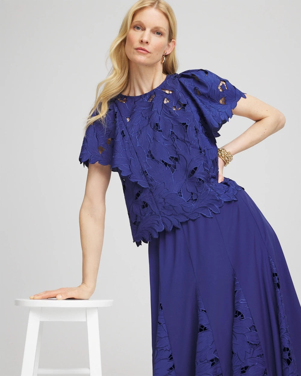 Chico's - Lace Detail Flutter Sleeve Top