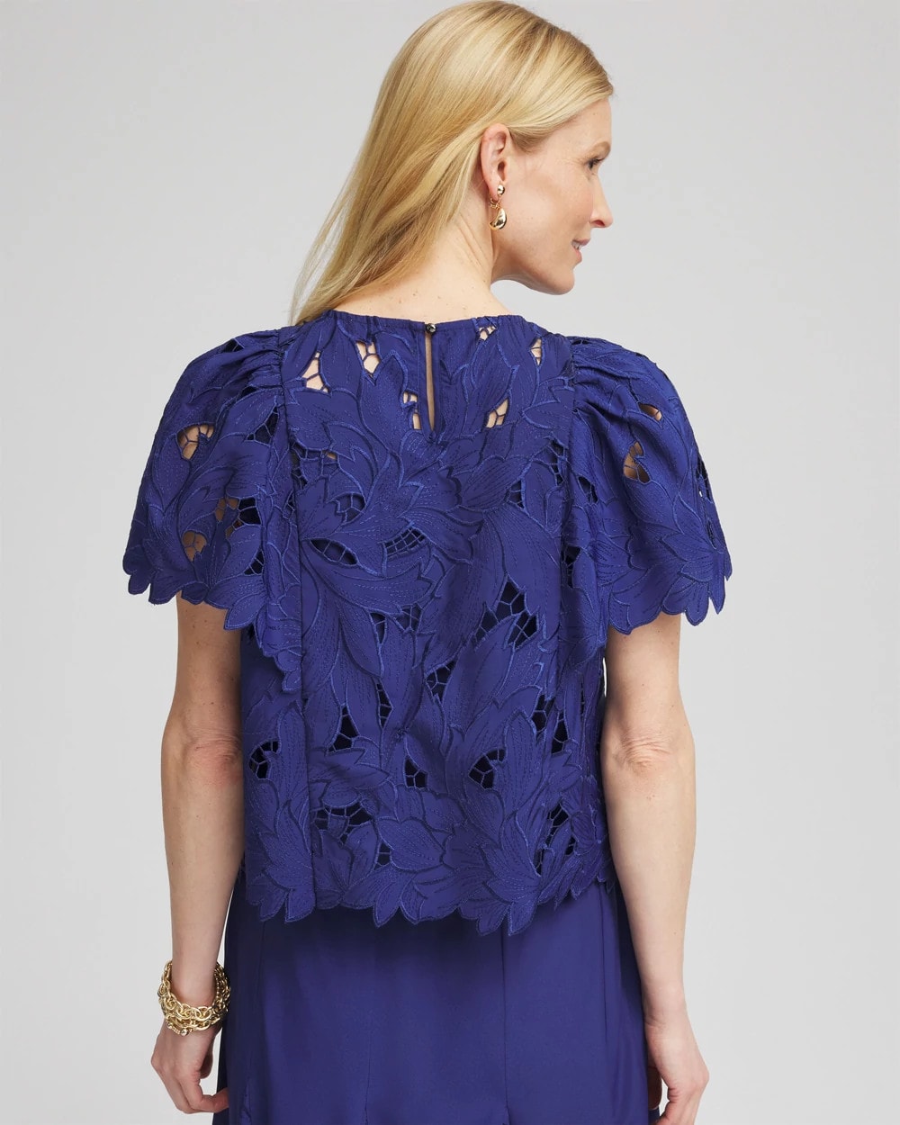 Chico's - Lace Detail Flutter Sleeve Top