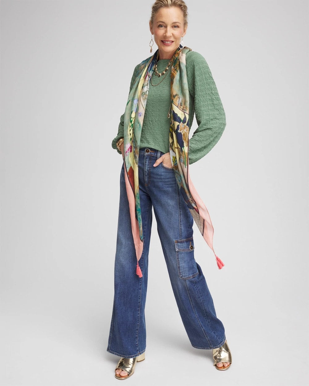Chico's - Smocked Boatneck Top