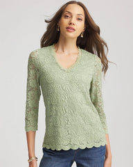 Chico's - Lace Scallop-Hem Knit Tee
