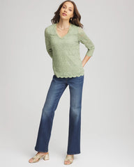 Chico's - Lace Scallop-Hem Knit Tee