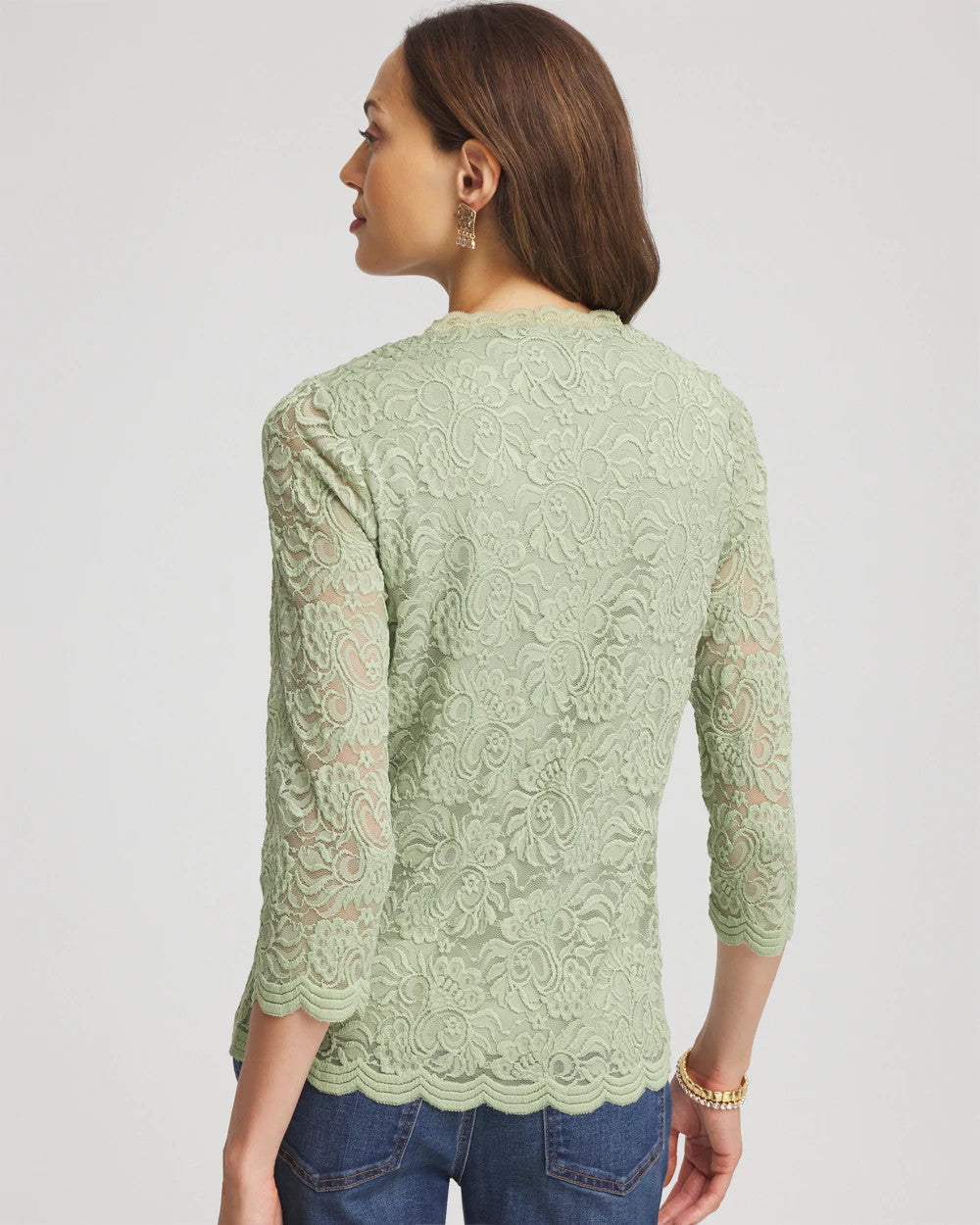 Chico's - Lace Scallop-Hem Knit Tee