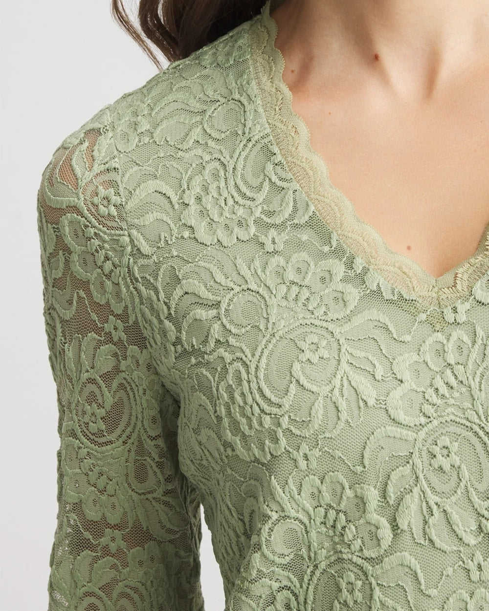 Chico's - Lace Scallop-Hem Knit Tee