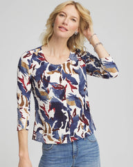 Chico's - Printed Textured Scoopneck Cardigan