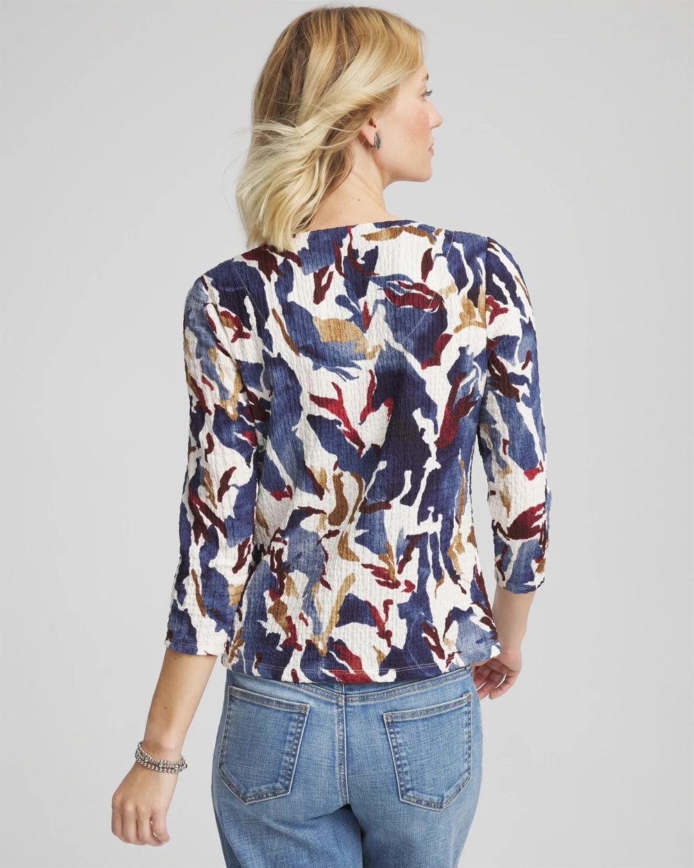 Chico's - Printed Textured Scoopneck Cardigan