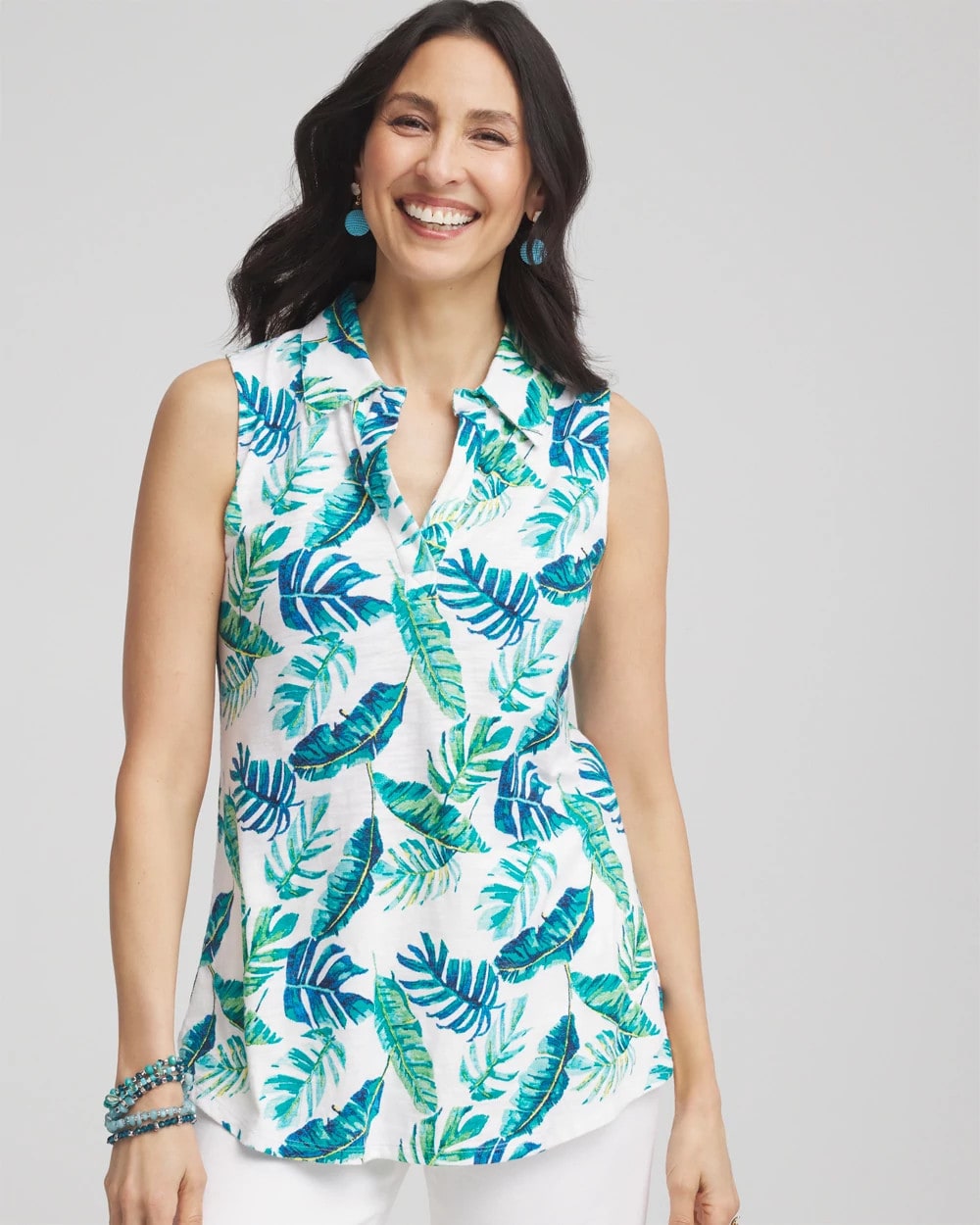 Chico's - Island Slub Sleeveless Collared Tunic