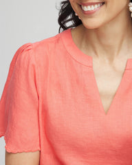 Chico's - Linen Embroidered Hem Blouse