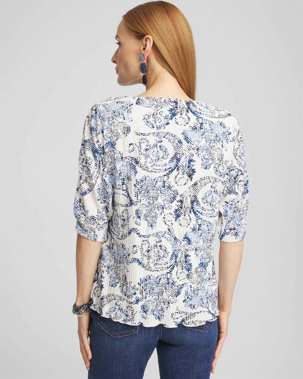 Chico's - Snakeskin Print Crinkle Elbow Sleeve Tee