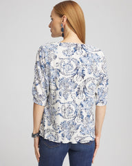 Chico's - Snakeskin Print Crinkle Elbow Sleeve Tee